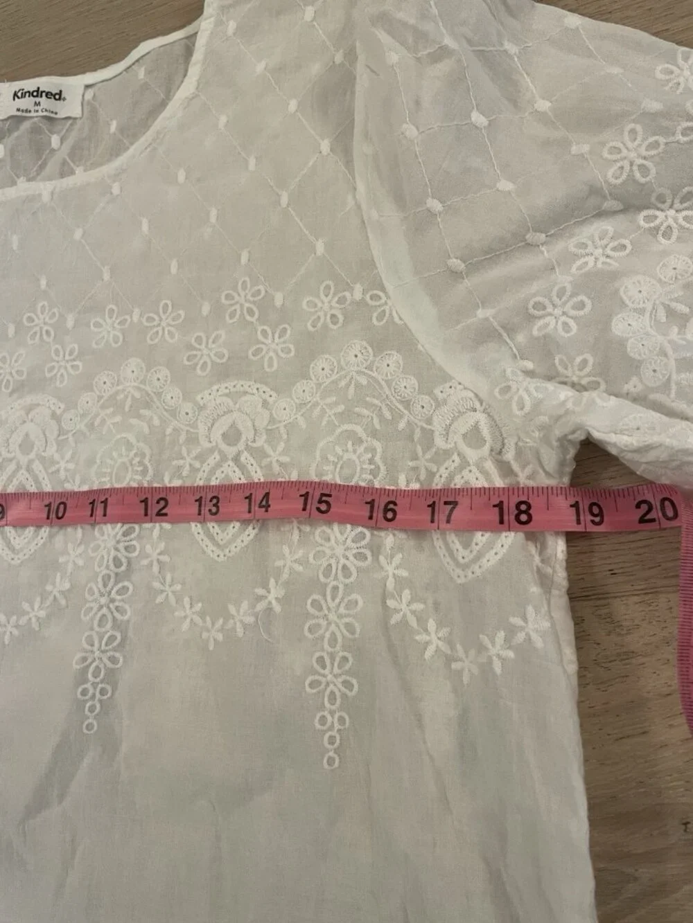 Anthropologie Embroidered White Top Puff Sleeve Peasant Shirt Cottage Kindred, M